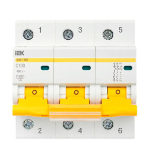 Выключатель автоматический 3-пол.100A C 10кА ВА47-100 IEK MVA40-3-100-C