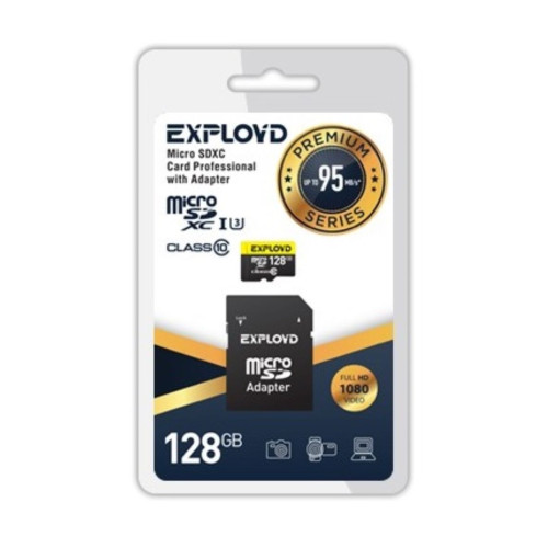 Карта памяти EXPLOYD MicroSDXC 128GB Class10 + адаптер SD