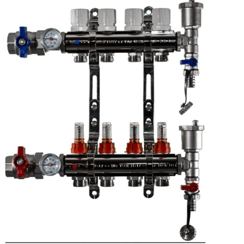 Коллекторная группа TIM с расходомерами полный комплект 4 вых. O1" 