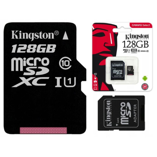 Карта памяти KINGSTON MicroSDXC 128GB Class10 с адаптером